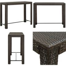 Table de bar de jardin Marron 140,5x60,5x110,5cm Résine tressée - Table De Bar - Table De Jardin - Mobilier De Jardin - Table Extérieure - Table