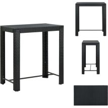 Table de bar de jardin Noir 100x60,5x110,5 cm Résine tressée - Table De Bar - Table De Jardin - Mobilier De Jardin - Table Extérieure - Table Noire