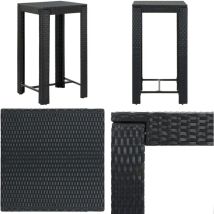 Table de bar de jardin Noir 60,5x60,5x110,5 cm Résine tressée - Table De Bar - Table De Jardin - Mobilier De Jardin - Table Extérieure - Table Noire