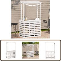 Vidaxl - Table de bar d'extérieur avec toit blanc bois massif - Table De Bar Extérieur - Table De Jardin - Mobilier De Jardin - Table Avec Toit