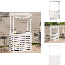 Vidaxl - Table de bar d'extérieur avec toit blanc bois massif - Table De Bar Extérieur - Table De Jardin - Mobilier De Jardin - Table Avec Toit