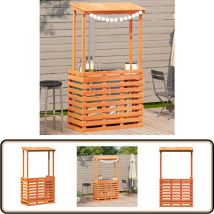 Table de bar d'extérieur avec toit marron bois massif - Table De Bar Extérieur - Table De Jardin - Mobilier De Jardin - Table Patio - Table En Bois