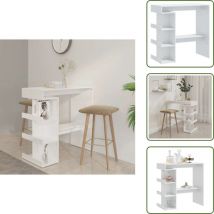 Table de bar étagère de rangement Blanc brillant 100x50x101,5cm - Table De Bar - Table Bistro - Table Pub - Table à Manger - Meuble De Salon