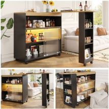 Table de bar extensible avec espace de rangement, table de bar mobile moderne, table de bar télescopique avec led, table de bar, table de bistro,