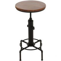 Table de bar HHG 034, table de comptoir table de bistro réglable en hauteur pivotante repose-pieds Industrial fer massif-bois ø 50cm, brun