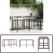 Table de bar noir 200x100x110 cm acier enduit de poudre - Table De Bar - Table D'appoint Extérieur - Mobilier De Jardin - Table Métal - Table Noire