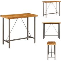 Table de bar Teck recyclé massif 120x58x106 cm - Table De Bar - Table Haute - Meuble De Salon - Mobilier Industriel - Table En Teck Recyclé