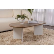 Asir Group Llc - Table Basse - Noyer Et Blanc, Chic Bicolore, 119x40x60 Cm Idéale Pour Salon Et Salle De Séjour
