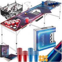 Tectake - Table de beer pong beerwars ii avec compartiment à glace et éclairage led - pong, table fête