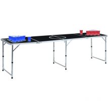 Torana - Table de bière-pong pliable avec tasses et balles 240 cm