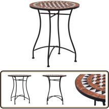 Table de bistro mosaïque Marron 60 cm Céramique - Table De Jardin - Table D'appoint - Mobilier De Jardin - Table Mosaïque - Table Extérieure