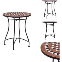 Table de bistro mosaïque Marron 60 cm Céramique - Table De Jardin - Table D'appoint - Mobilier De Jardin - Table Mosaïque - Table Extérieure