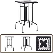 Table de bistro mosaïque noir et blanc Céramique - Table D'appoint Extérieur - Table Mosaïque - Table Jardinière - Table Décorative - Mobilier De