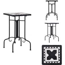 Table de bistro mosaïque noir et blanc Céramique - Table D'appoint Extérieur - Table Mosaïque - Table Jardinière - Table Décorative - Mobilier De