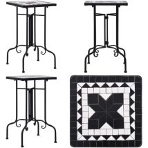 Table de bistro mosaïque noir et blanc Céramique - Table D'appoint Extérieur - Table Mosaïque - Table Jardinière - Table Décorative - Mobilier De