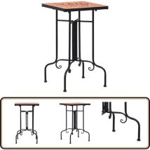 Table de bistro mosaïque Terre cuite Céramique - Table Basse Extérieure - Table D'appoint Jardin - Table Mosaïque - Table Fleurie - Décoration