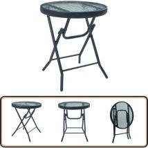 Table de bistro Noir 40x46 cm Acier et verre - Table De Bistro - Table Pliante - Table De Jardin - Meubles De Jardin - Table Extérieure
