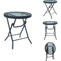 Table de bistro Noir 40x46 cm Acier et verre - Table De Bistro - Table Pliante - Table De Jardin - Meubles De Jardin - Table Extérieure