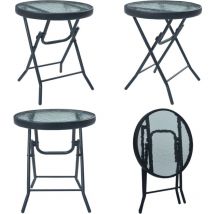 Table de bistro Noir 40x46 cm Acier et verre - Table De Bistro - Table Pliante - Table De Jardin - Meubles De Jardin - Table Extérieure - Home &