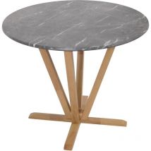 Décoshop26 - Table de bistro table à manger diamètre 92 cm en bois et hdf aspect marbre 040008526