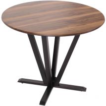 Décoshop26 - Table de bistro table à manger en bois et hpl diamètre 92 cm aspect bois de sesham 040008527