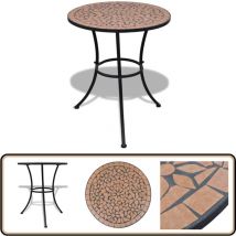 Table de bistro Terre cuite 60 cm Mosaïque - Table De Jardin - Table D'appoint - Table En Céramique - Table En Fer - Mobilier De Jardin