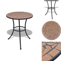 Table de bistro Terre cuite 60 cm Mosaïque - Table De Jardin - Table D'appoint - Table En Céramique - Table En Fer - Mobilier De Jardin