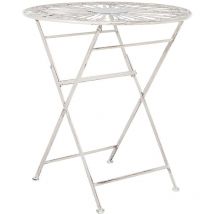 Table de Bistrot en Métal Blanc Cassé 70 cm Pliante pour Balcon ou Terrasse Scafa