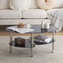 Table de café en verre à double queue de poisson, table de café, table de salon, table de canapé, table en verre trempé double couche en forme