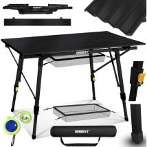 Table de camping 90x53cm pliante portative avec sac de transport robuste et stable Argent