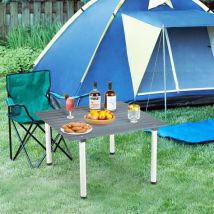 Table de Camping Pliante en Bois de Sapin 69x69x42 cm Sac de Transport Plateau Enroulable Plage Pêche Pique-nique Gris CW2039 Maison Chic