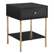 Table de chevet 1 tiroir - mdf et métal - Noir et doré - milavia de Pascal Morabito