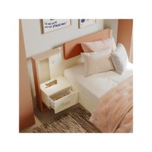 Table de chevet 1 tiroir Terracotta/Beige à led - tanya - Table de chevet : l 39 x l 31 x h 84 cm