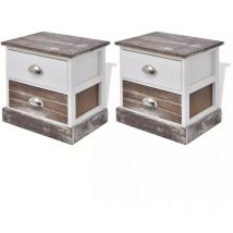 Table de chevet 2 pcs Marron et Blanc