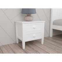 Kenny - Table de chevet 2 tiroirs en bois blanc kenny