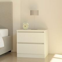 Llb Living Life Bed - Table de chevet 2 tiroirs en bois blanc pour chambre à coucher moderne Harlene