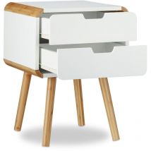 Helloshop26 - Table chevet 2 tiroirs table console mdf blanc