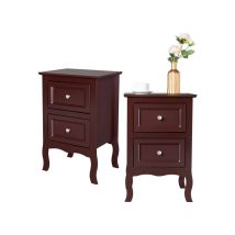 Table de chevet 2pcs tables de nuit à deux niveaux de style campagnard de grande taille cultivées