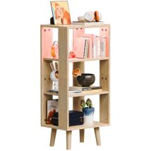 Table de chevet 3 niveaux avec bande lumineuse 0,4 m pour chambre salon 40x30x87,5 cm couleur bois