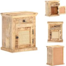 Table de chevet 40x30x50 cm Bois de manguier et canne naturelle - Table De Chevet - Tables De Chevet - Table De Chevet En Bois - Tables De Chevet En