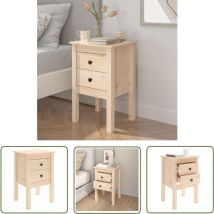 Devenirriche - The Living Store Table de chevet 40x35x61,5 cm Bois de pin massif - Table De Chevet - Meuble De Chambre - Table Nuit - Bois De Pin