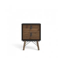 Table de chevet 43x30 cm noir mat et noyer - Longarone
