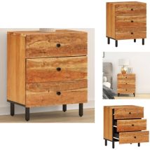 Table de chevet 50x33x60 cm bois d'acacia solide - Table De Chevet - Meuble De Chambre - Table Nuit - Acacia Massif - Tiroir