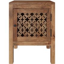 Table de chevet ajourée en bois de manguier - jaya
