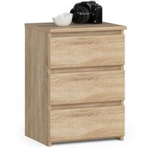 Table de chevet Akord CL3 Chêne Sonoma 40 cm 3 tiroirs façade Chêne Sonoma 40x35x57 cm