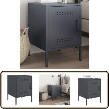 Table de chevet anthracite 36x39x50,5 cm acier - Table De Chevet - Table Industrielle - Meuble De Chambre - Armoire De Chevet - Étagère De Chevet
