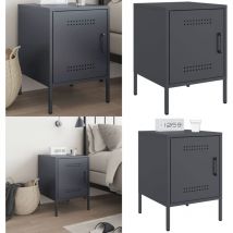 Table de chevet anthracite 36x39x50,5 cm acier - Table De Chevet - Table Industrielle - Meuble De Chambre - Armoire De Chevet - Étagère De Chevet