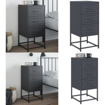 Table de chevet anthracite 36x39x78 cm acier - Table De Chevet Industrielle - Table De Nuit Design - Table De Chevet Moderne - Meuble De Chambre