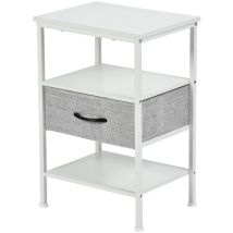 Table de Chevet avec 1 Tiroirs Tissus Table d'appoint Petit Meuble de Rangement Style Industriel Commode 1 tiroirs, 40 x 30 x 60 cm--Blanc
