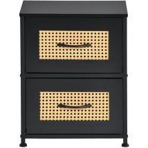 Table de Chevet avec 2 Tiroirs Tissus Table d'appoint Petit Meuble de Rangement Style Industriel Commode 2 tiroirs, 40 x 30 x 51 cm--Noir